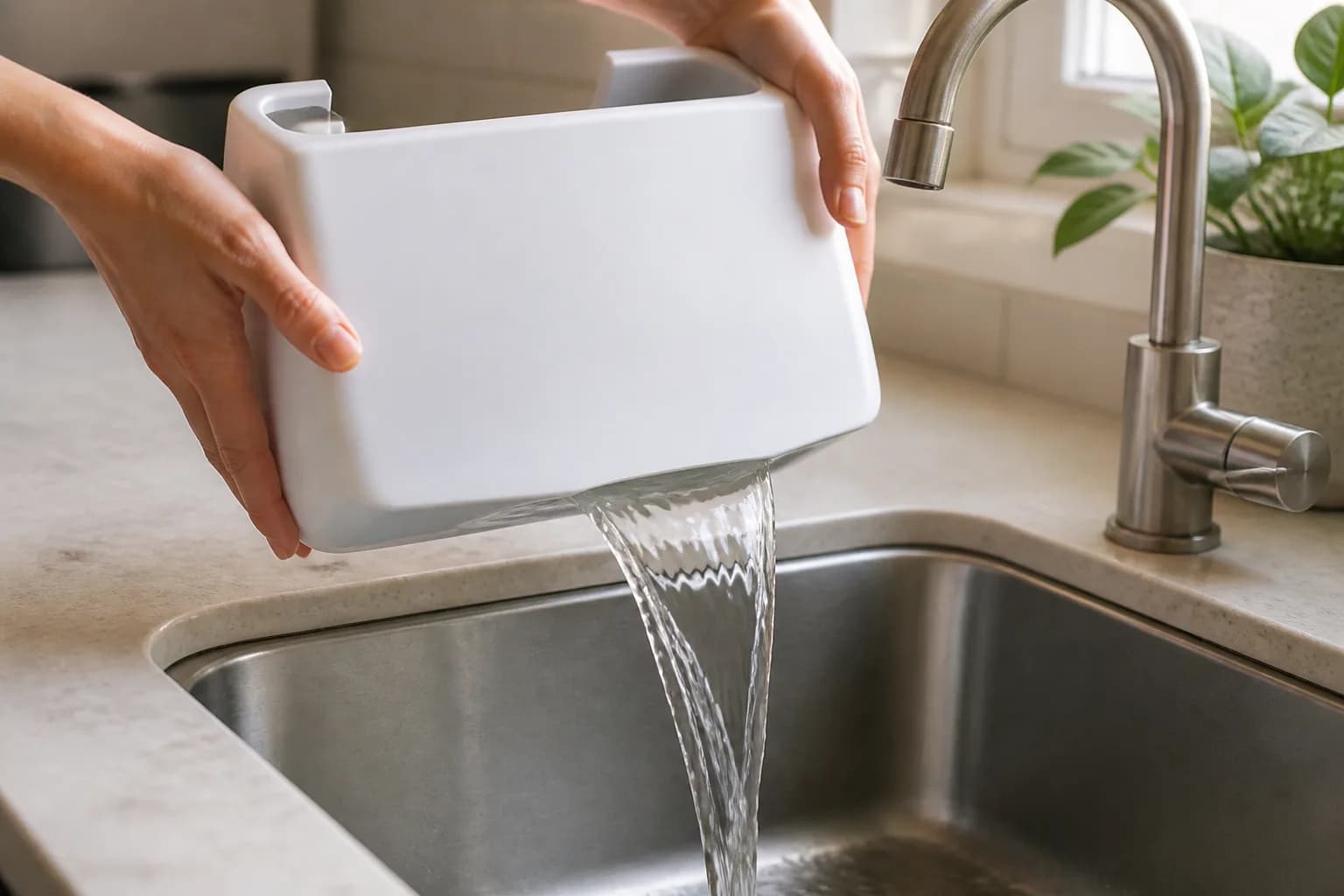 タンクの水を捨てる手入れのイメージ